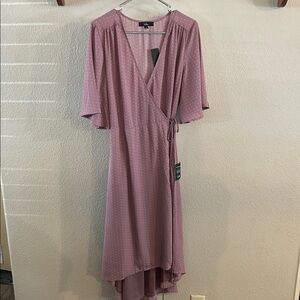 Lulu's Mauve Polka Dot Wrap High-Low Dress